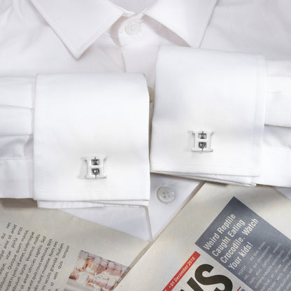 HAWSON Siver Tone Initial Cufflinks for Men