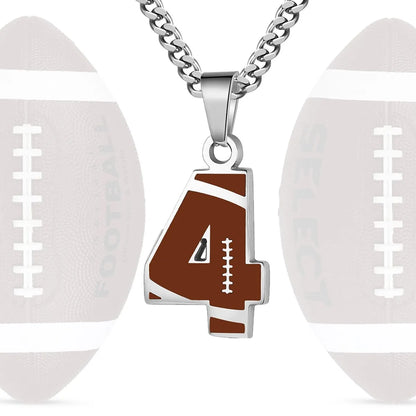Stainless Steel Football Number Necklace | 0-99