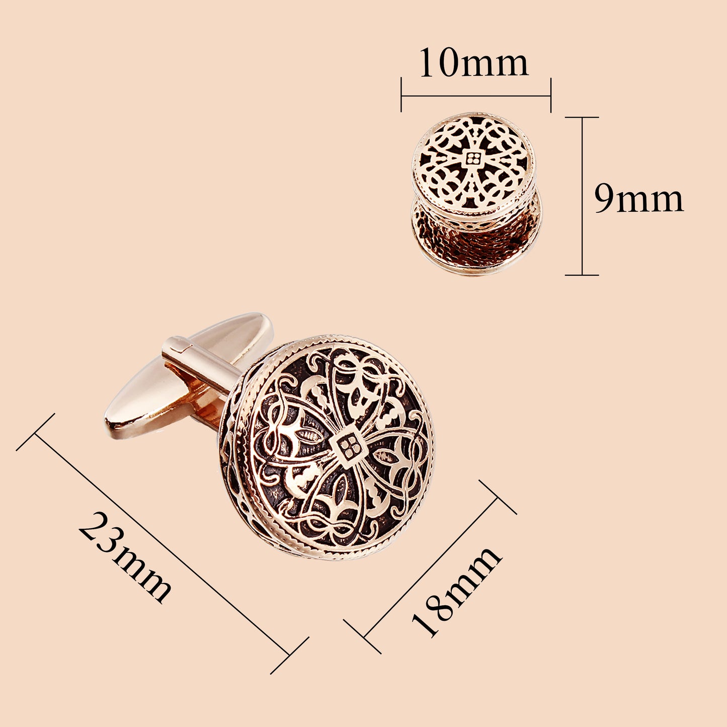 HAWSON Vintage Hollow Floral Cufflinks and Studs Set for Men