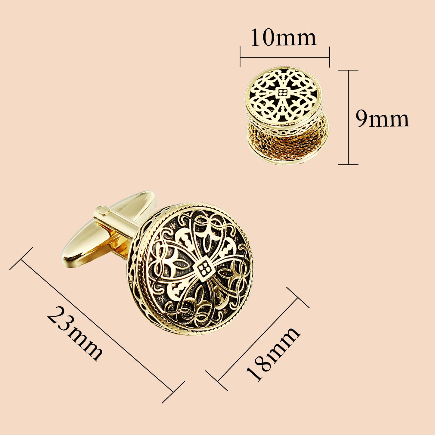 HAWSON Vintage Hollow Floral Cufflinks and Studs Set for Men