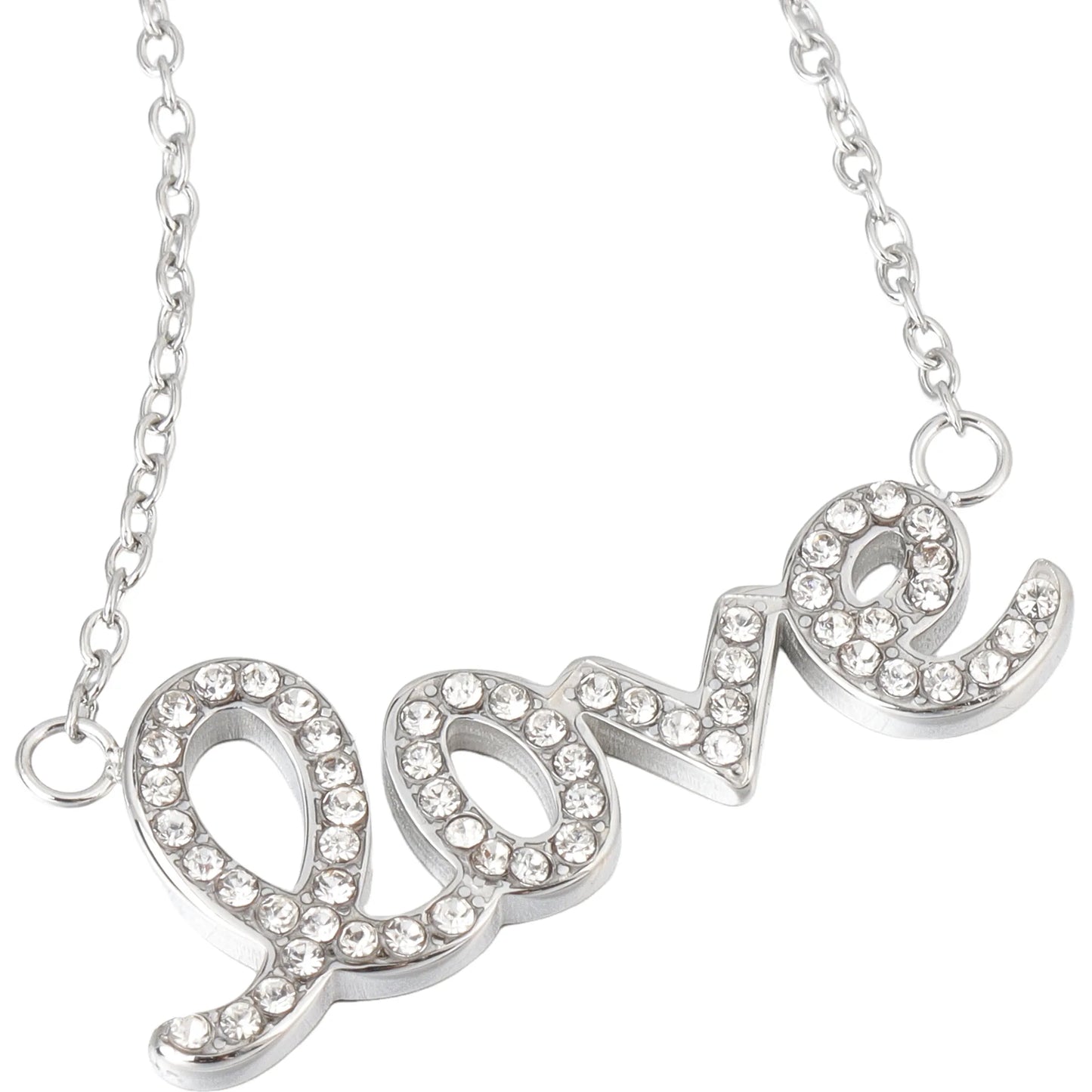 Crystal Love Pendant Necklace | Silver-Tone