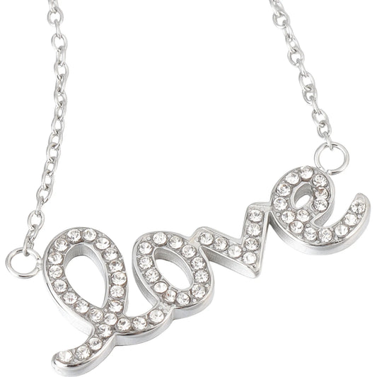 Crystal Love Pendant Necklace | Silver-Tone