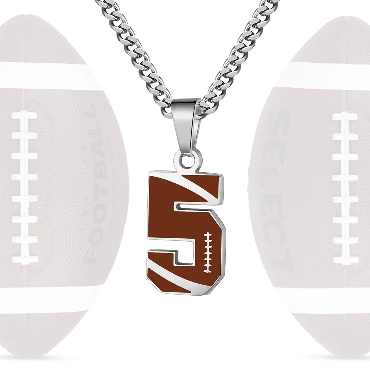 Stainless Steel Football Number Necklace | 0-99