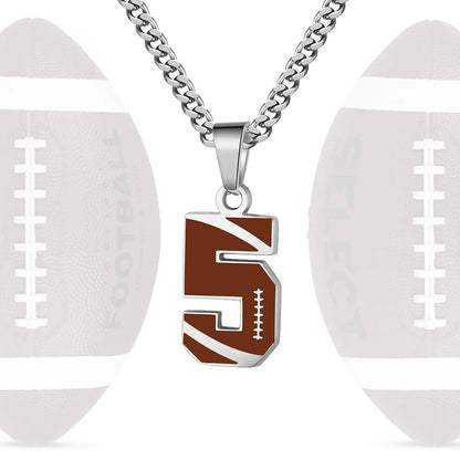 Stainless Steel Football Number Necklace | 0-99
