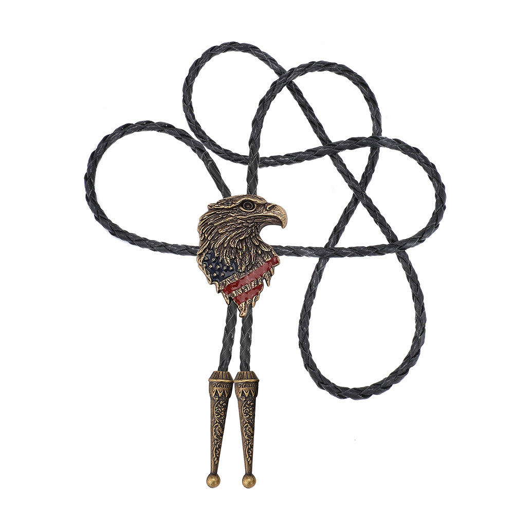 Eagle American Flag Bolo Tie | Silver & Gold Patriotic Western Necktie