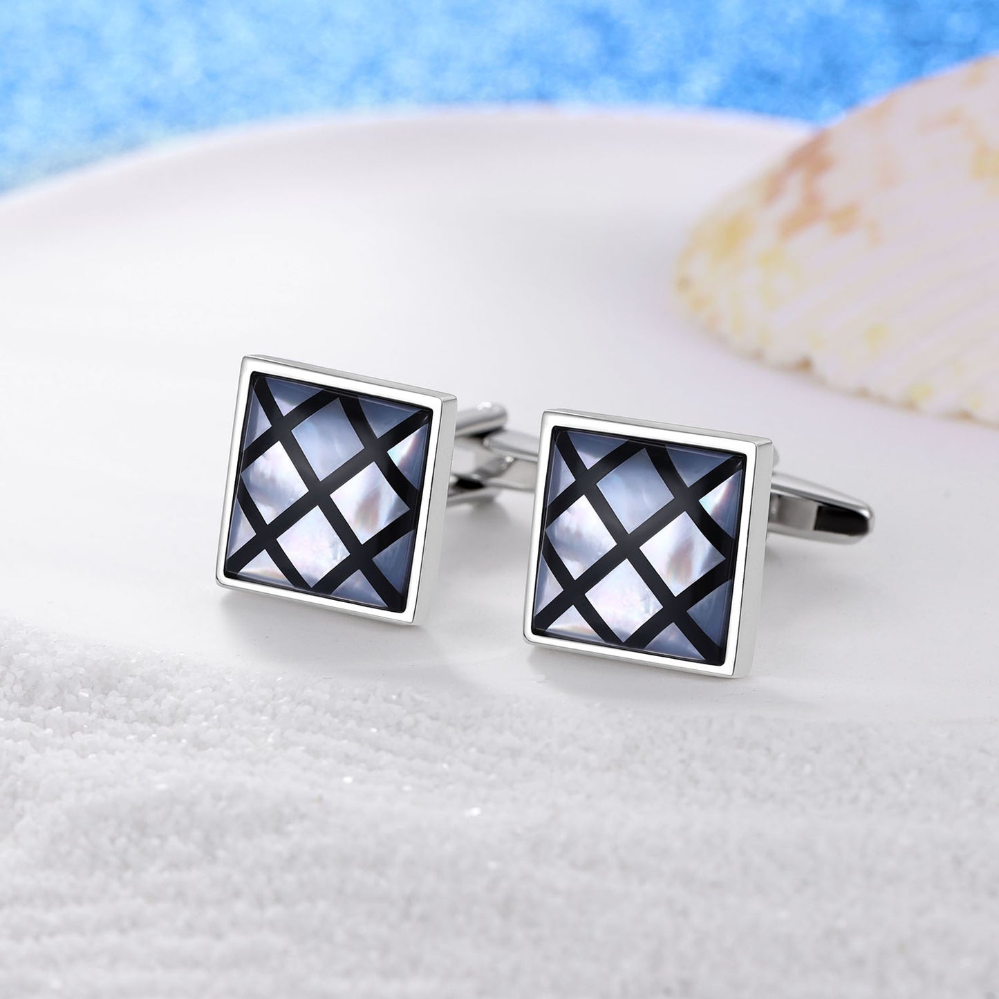 HAWSON Mother of Pearl Stone Cufflinks for Men