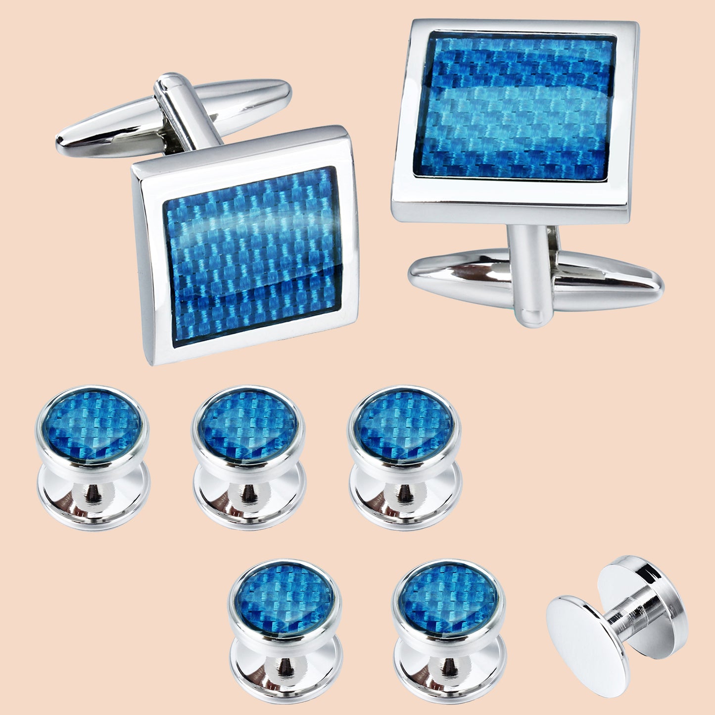 HAWSON Square Cufflinks and Round Studs Sets for Men