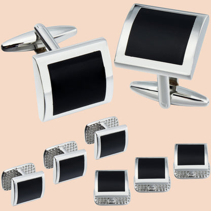 HAWSON Square-Shaped Mother of Pearl Cufflinks and Studs for Men