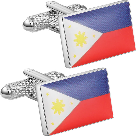 Philippines Flag Cufflinks, Filipino Enamel Cuff Links for Men Formal Wedding Business Shirt Gift