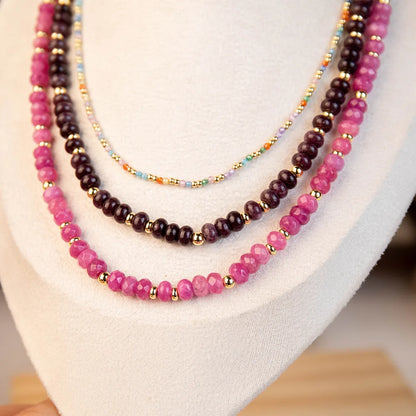 Wholesale 3-Piece Layered Gemstone Necklace Set | 3 Colors | MOQ 1 Set