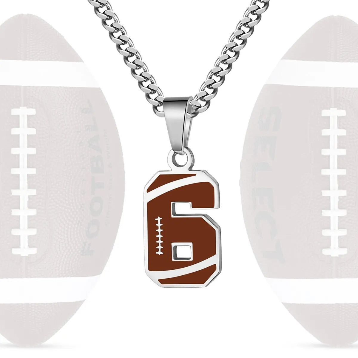 Stainless Steel Football Number Necklace | 0-99