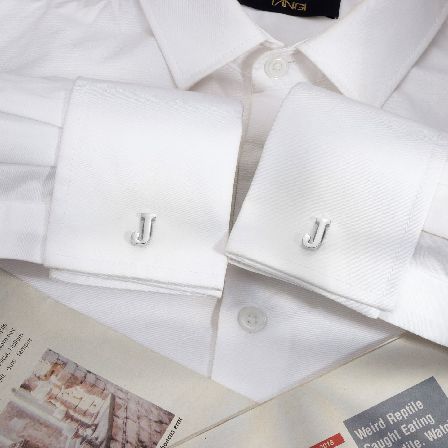 HAWSON Siver Tone Initial Cufflinks for Men