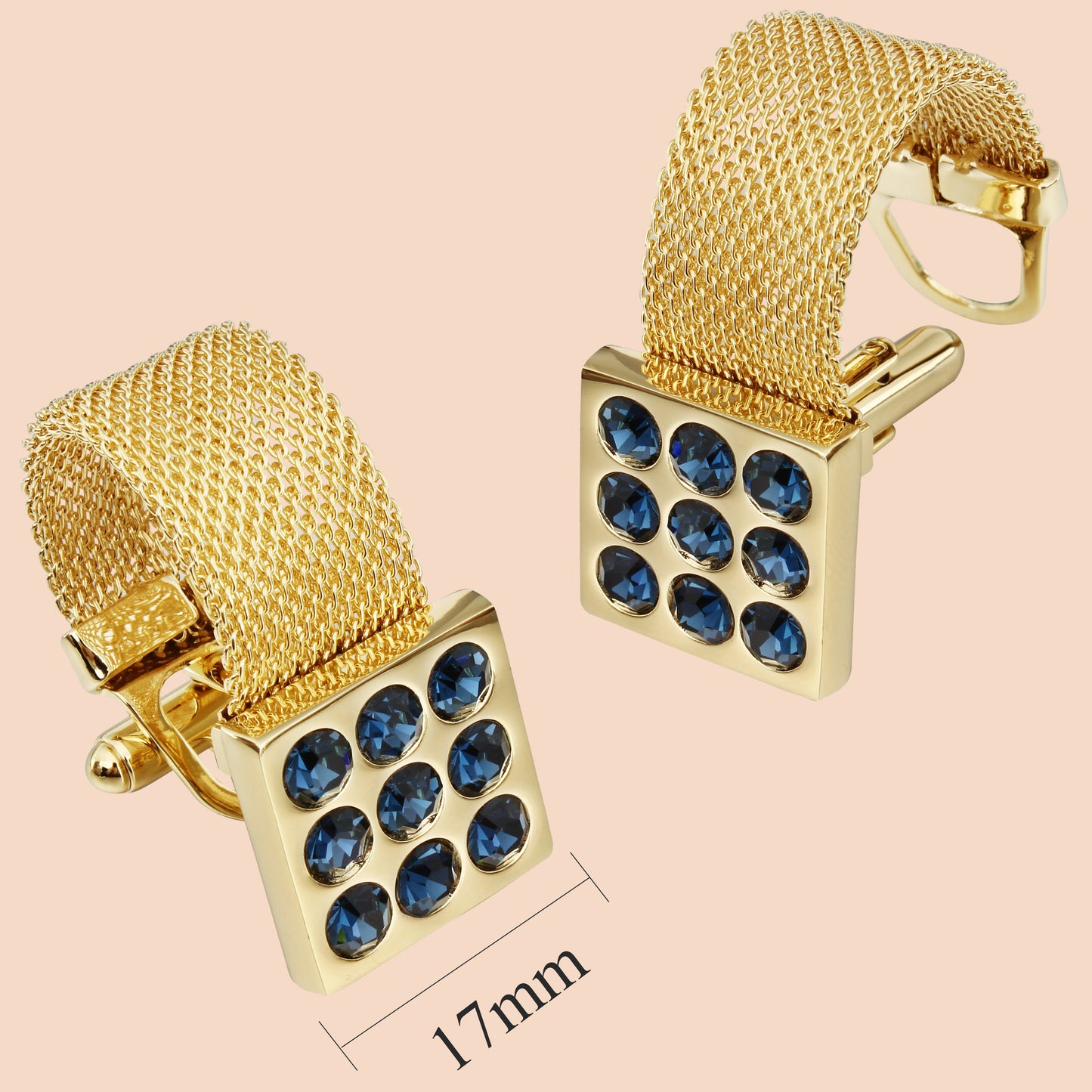 HAWSON 24K Gold Tone Crystal Cufflinks with Chain