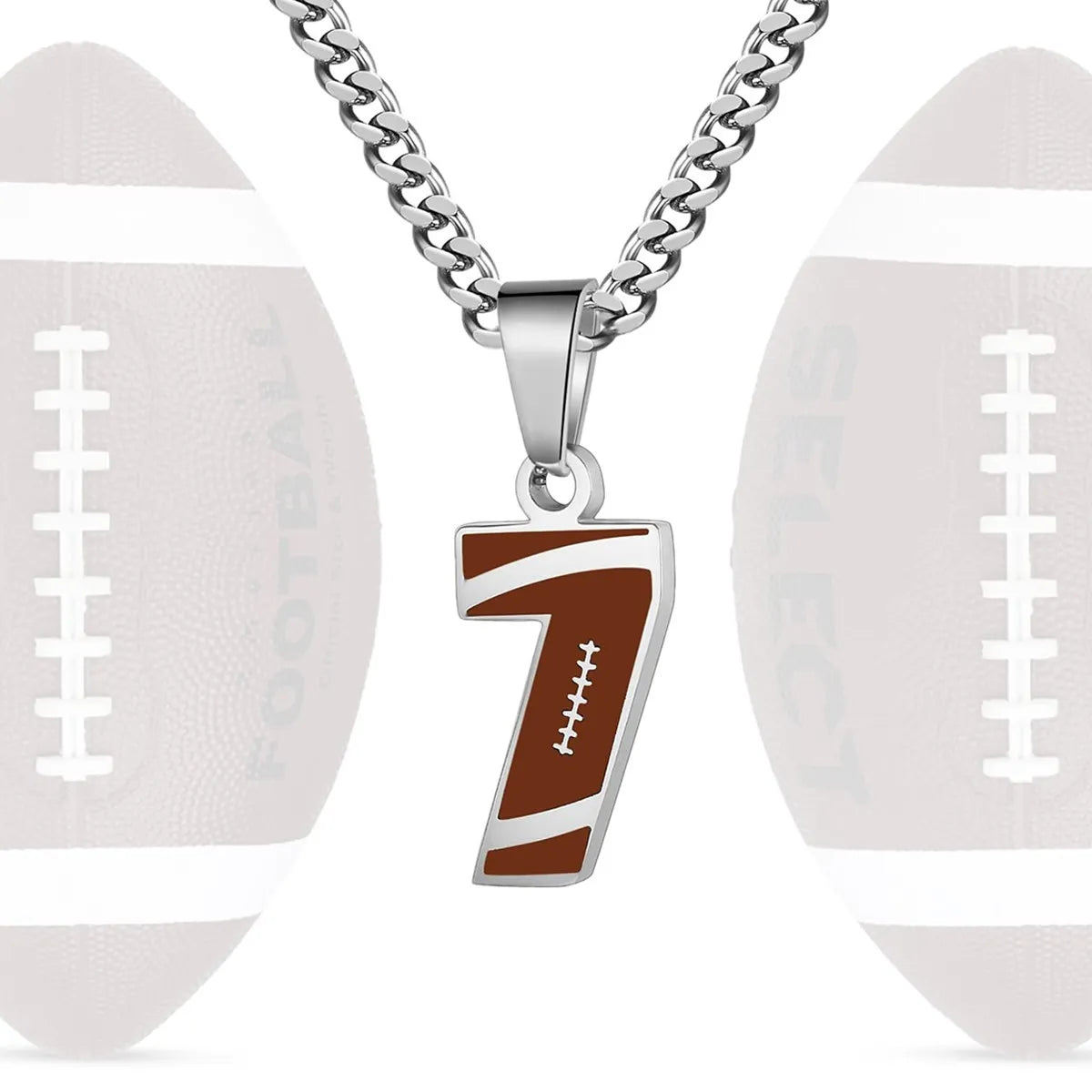 Stainless Steel Football Number Necklace | 0-99
