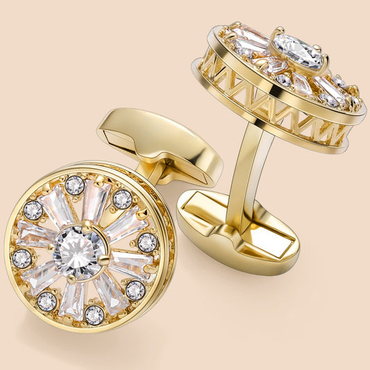 HAWSON 18K Gold Tone Crystal Cufflinks