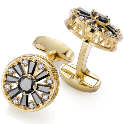 Black Crystal Cufflinks for Men