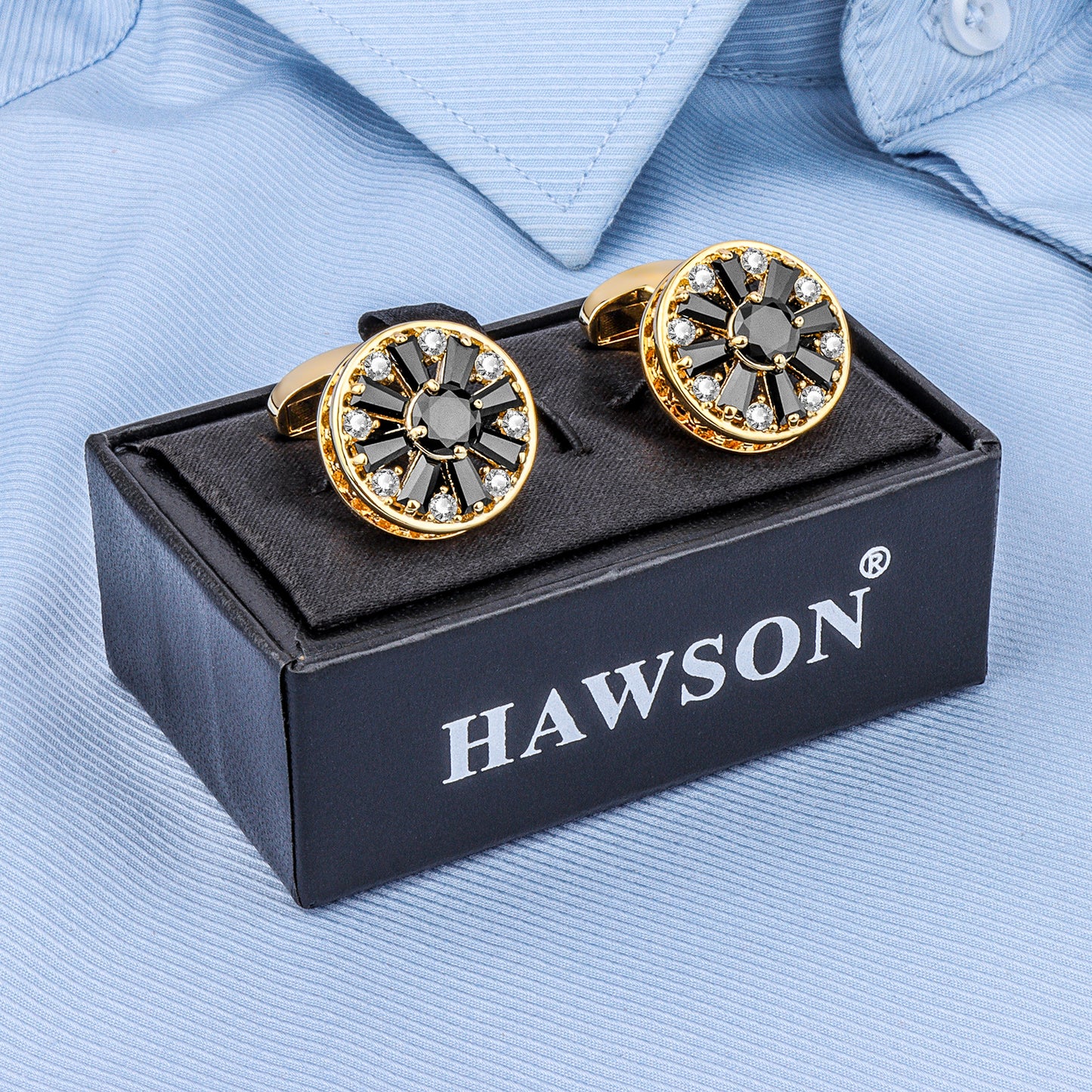 Black Crystal Cufflinks for Men