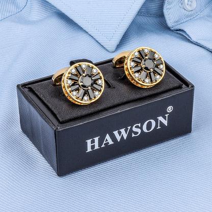 Black Crystal Cufflinks for Men