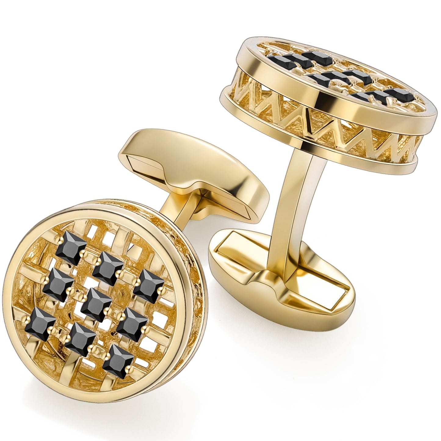 Black Crystal Cufflinks for Men