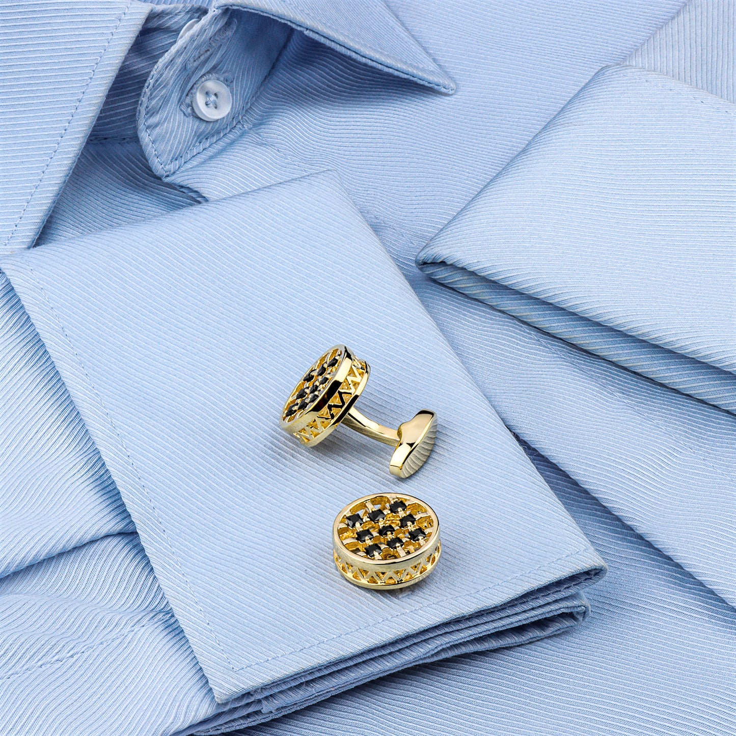 Black Crystal Cufflinks for Men