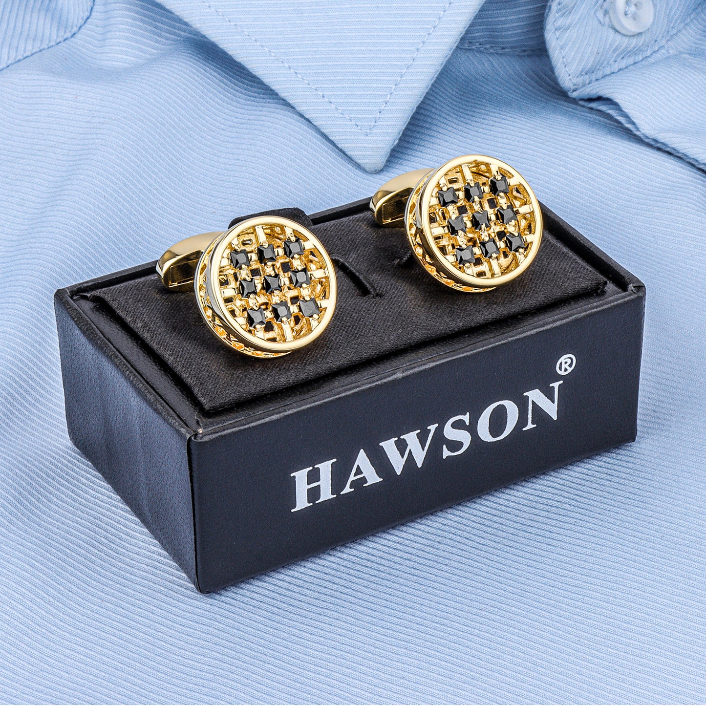 Black Crystal Cufflinks for Men