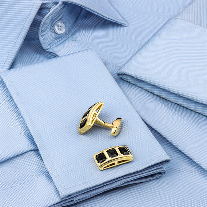 Black Crystal Cufflinks for Men