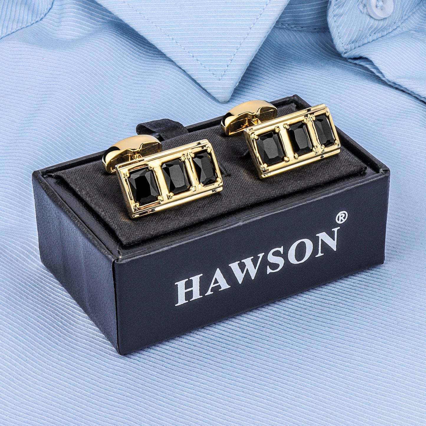 Black Crystal Cufflinks for Men