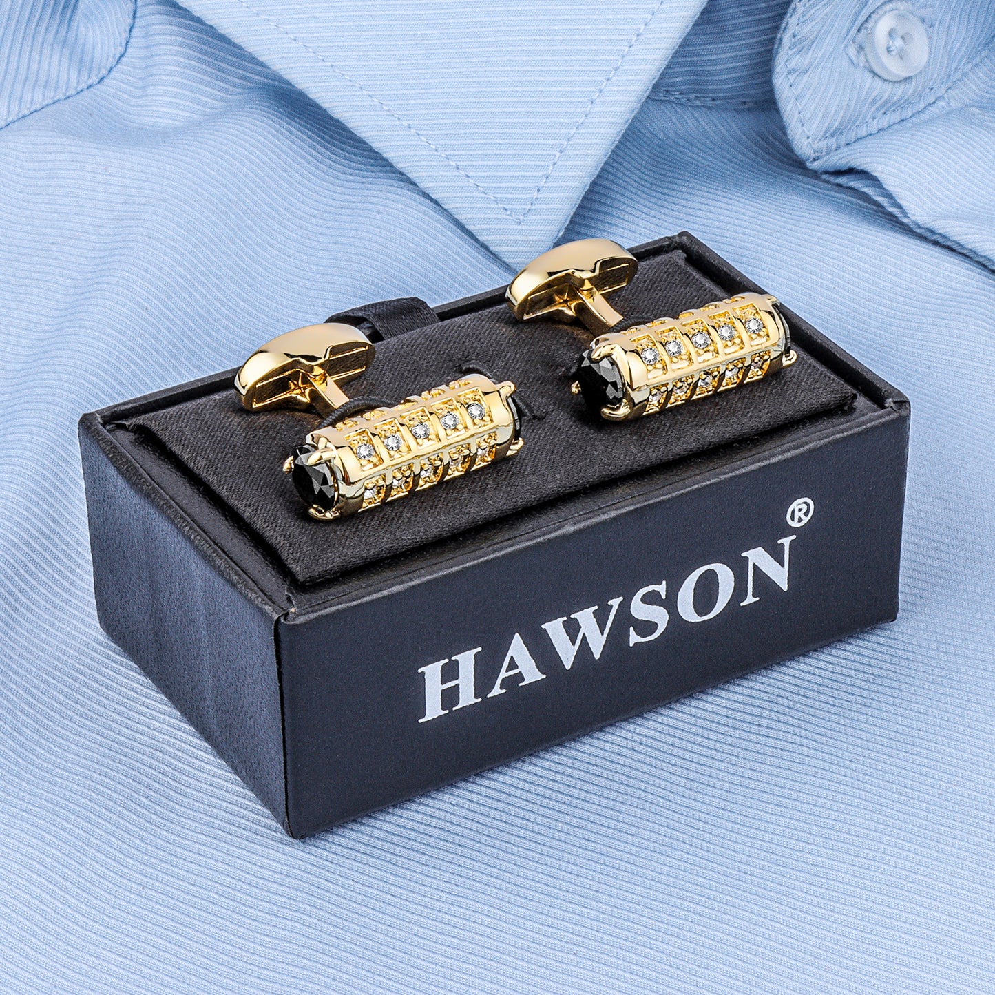 Black Crystal Cufflinks for Men