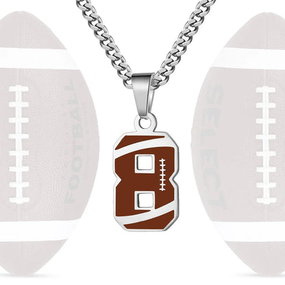 Stainless Steel Football Number Necklace | 0-99