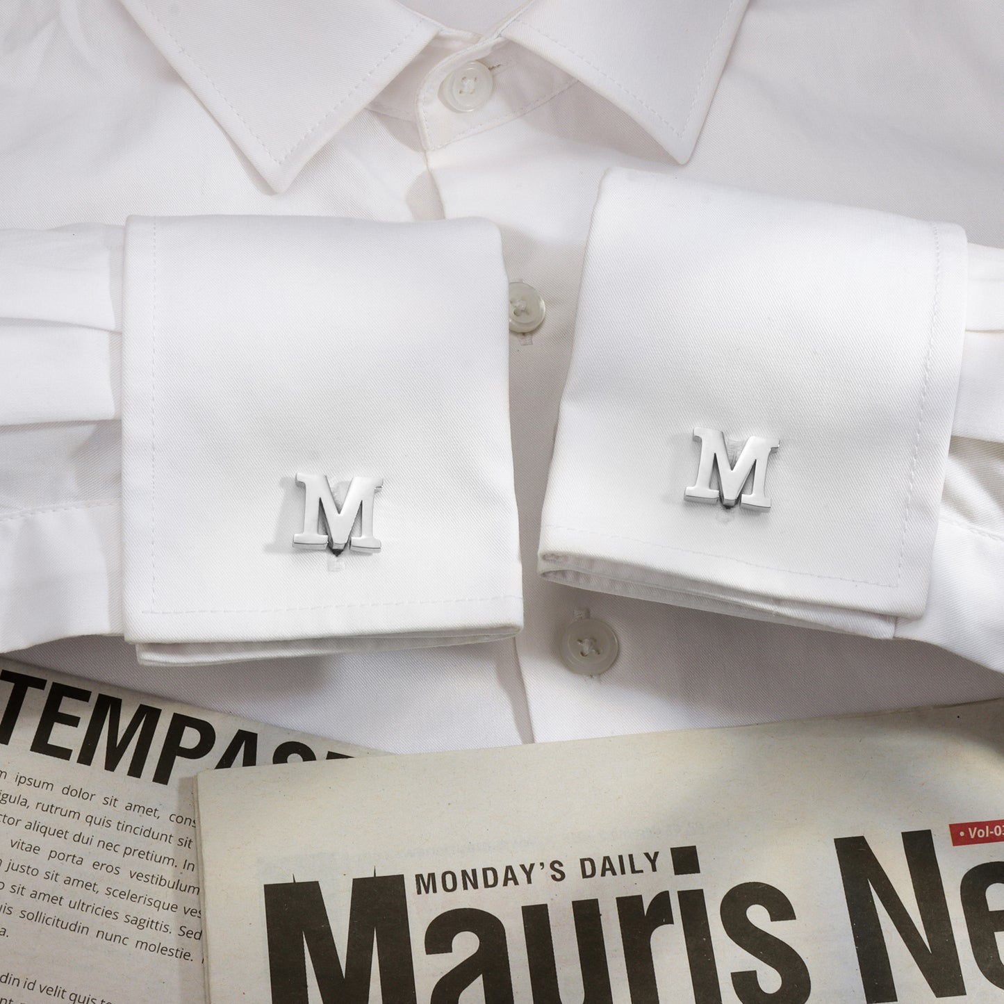 HAWSON Siver Tone Initial Cufflinks for Men