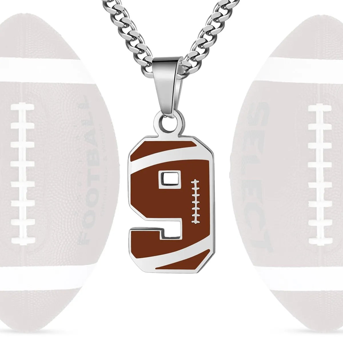 Stainless Steel Football Number Necklace | 0-99