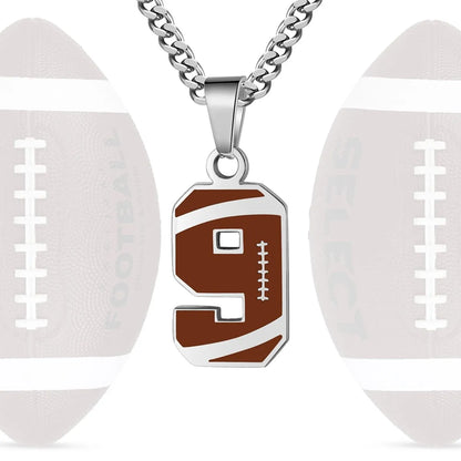 Stainless Steel Football Number Necklace | 0-99