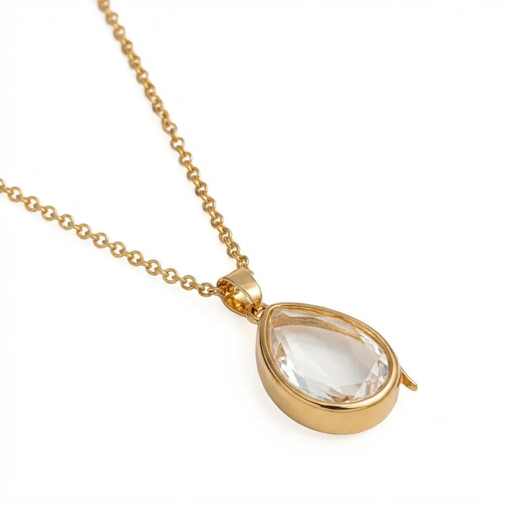 Openable Hollow Glass Locket Necklace - 14K Gold DIY Necklace