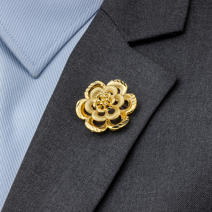 HAWSON 18K Gold Tone Flower Lapel Pin for Men.