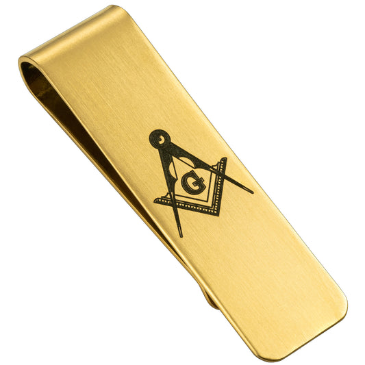 15mm Width Masonic Gold Money Clip Black Square & Compass for Masonic Gift
