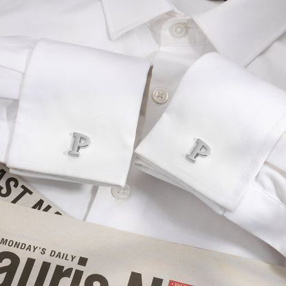 HAWSON Siver Tone Initial Cufflinks for Men