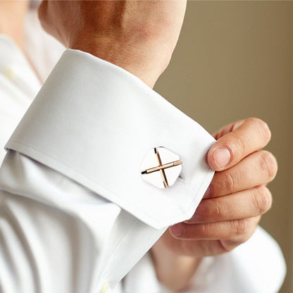 HAWSON X-Shape and Square Cufflinks and Studs Set for Men