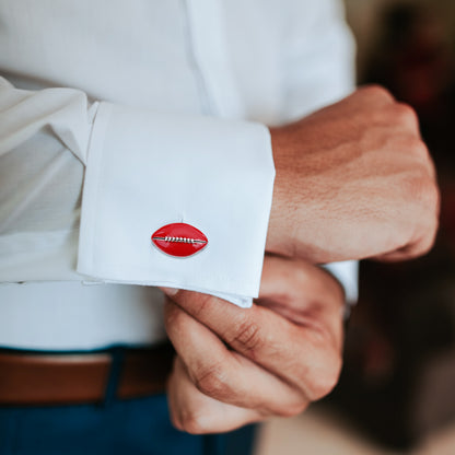 Red American Football Cufflinks and Studs Set for Men