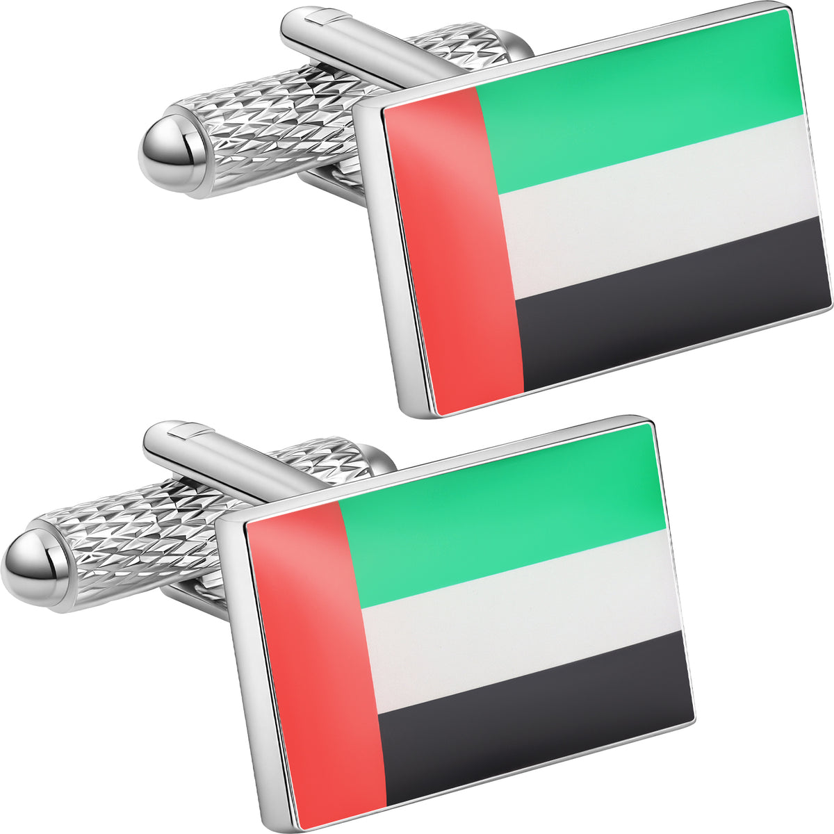 UAE Flag Cufflinks | Silver Plated United Arab Emirates Patriotic Cuff Links for Men
