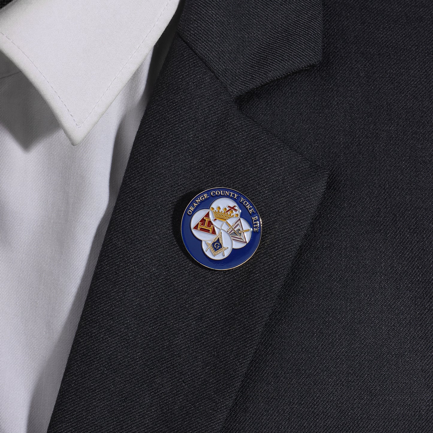 Orange County York Rite Lapel Pin Gold Plated Enamel for Freemasons | Masonic Lodge Accessory Gift
