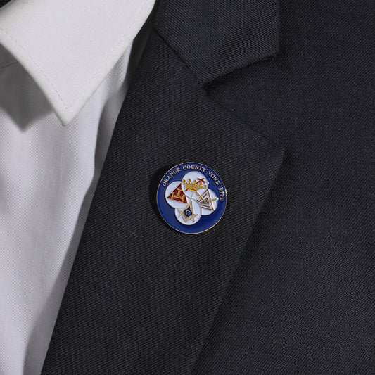 Orange County York Rite Lapel Pin Gold Plated Enamel for Freemasons | Masonic Lodge Accessory Gift