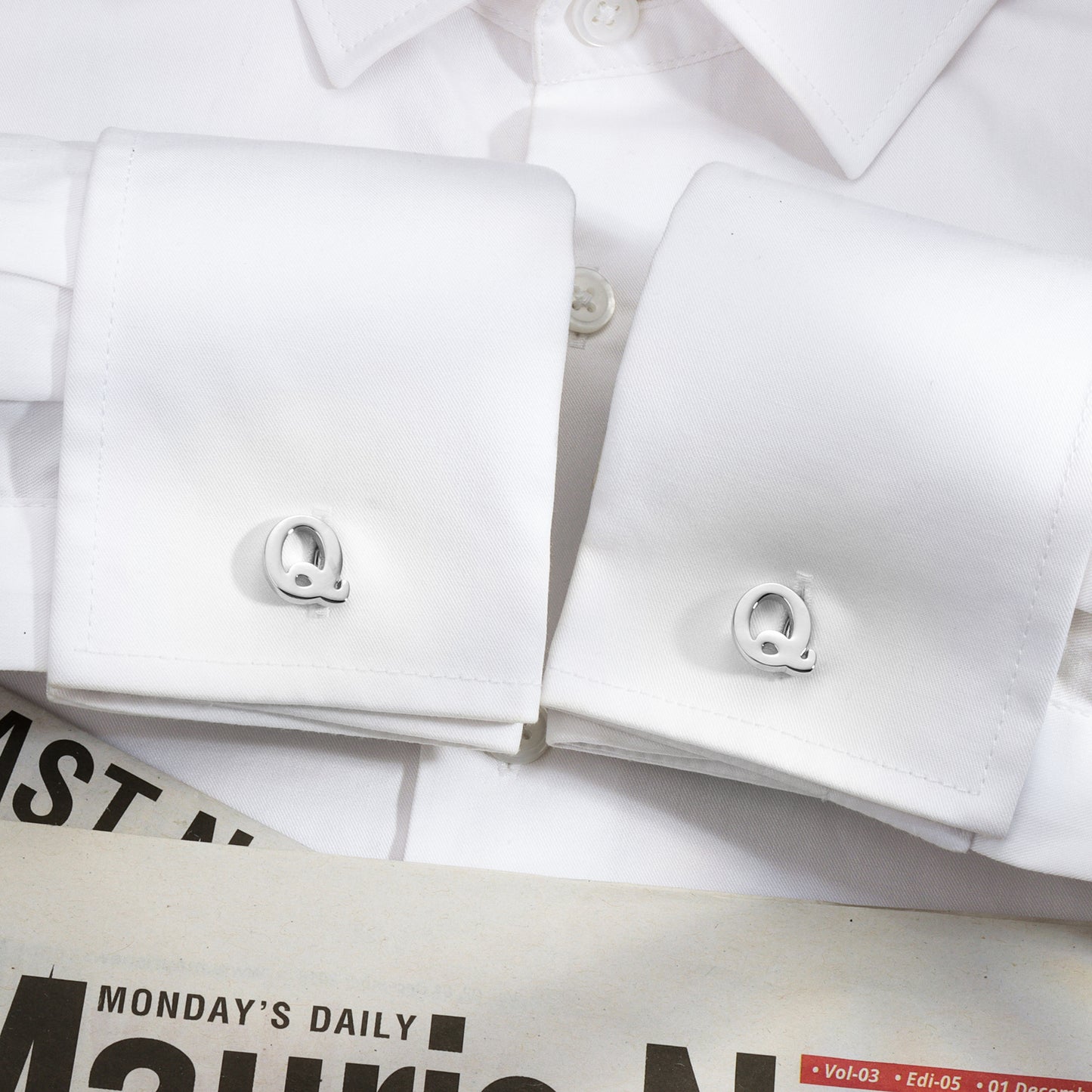 HAWSON Siver Tone Initial Cufflinks for Men