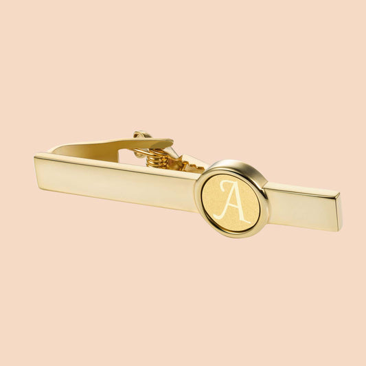 HAWOSN 2 Inch Gold Tone Initial Tie Clip for Men