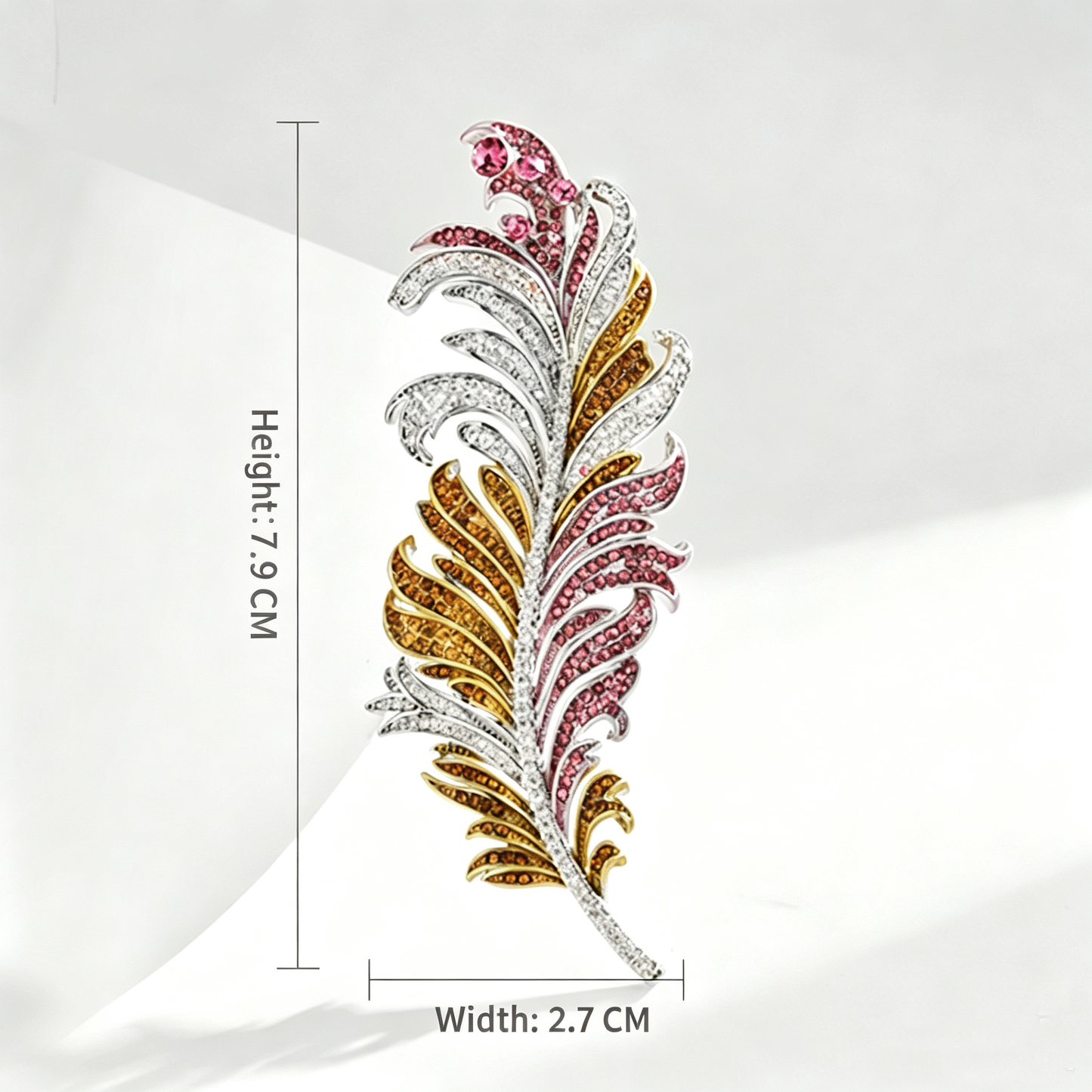 Multicolor Crystal Feather Brooch | Zircon Luxury Men Formal Lapel Pin