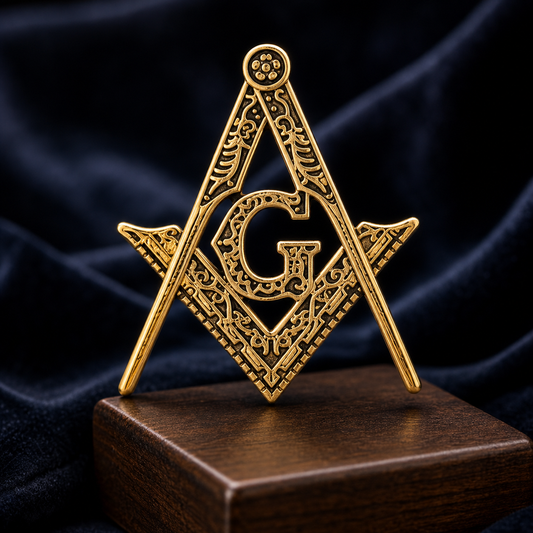 Gold Masonic Symbol Brooches Square & Compass G Lapel Pin