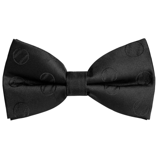 Black Jacquard Baseball Pattern Pre-Tied Bow Tie Adjustable Formal Neck Bowtie for Men