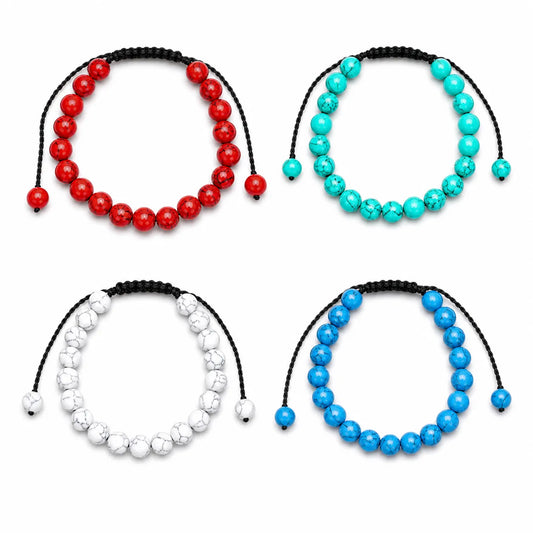 4Pcs Lucky Color Turquoise-Style Bead Bracelet | Adjustable Bracelets