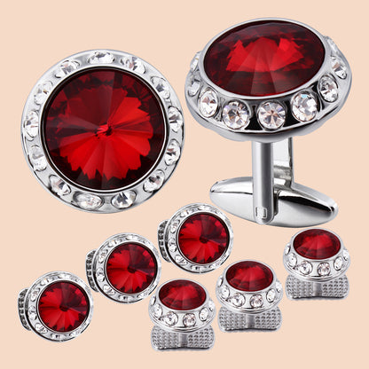 HAWSON Crystal Cufflinks and Studs Set for Men