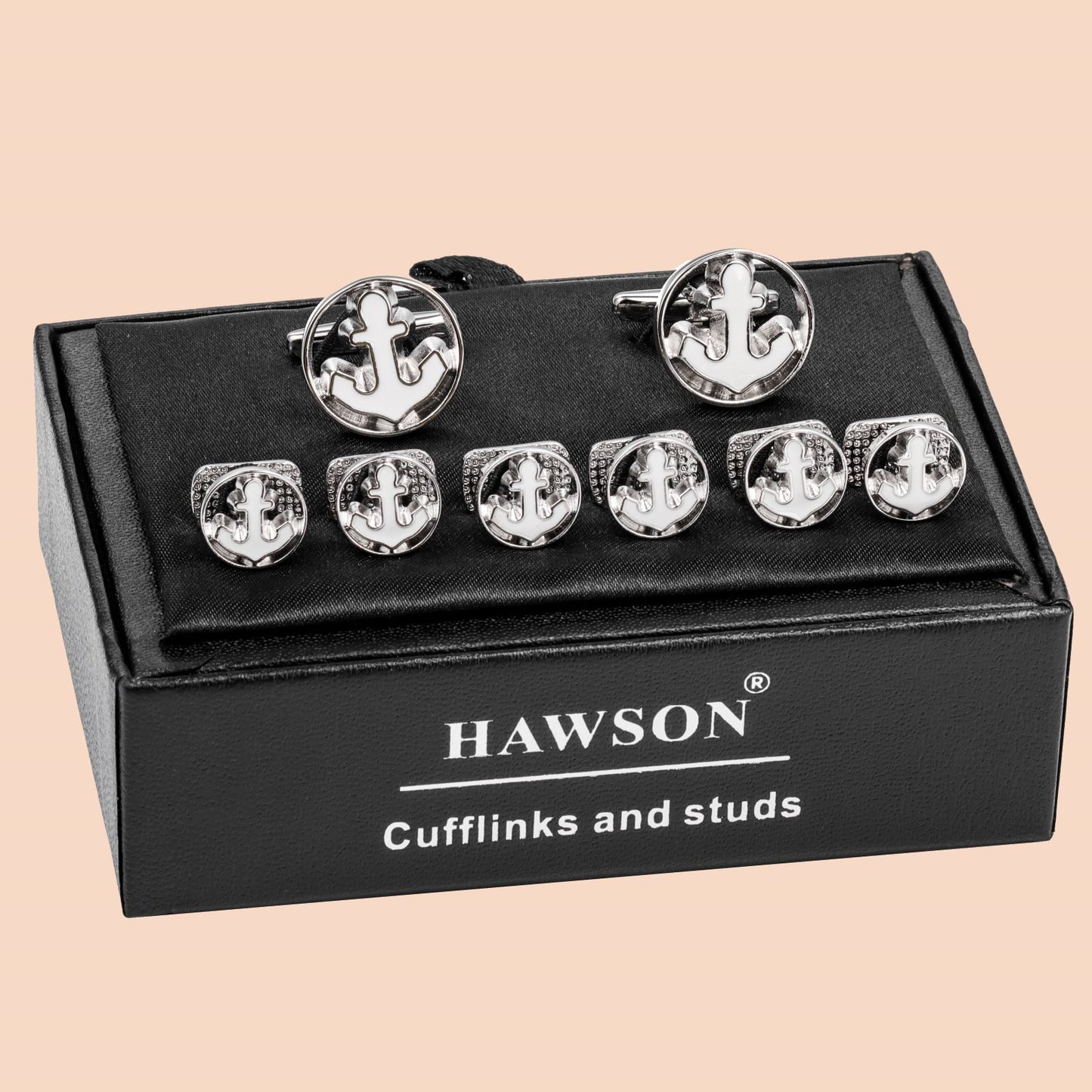 HAWSON Anchor Cufflinks and Studs Set for Men