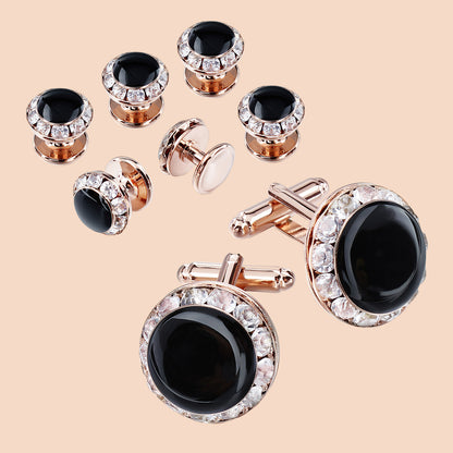 HAWSON Crystal Cufflinks and Studs Sets for Men